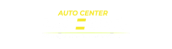 Logo Auto Center Lajeado Auto Peças e Mecânica especializada cor branca e amarela formato esticado